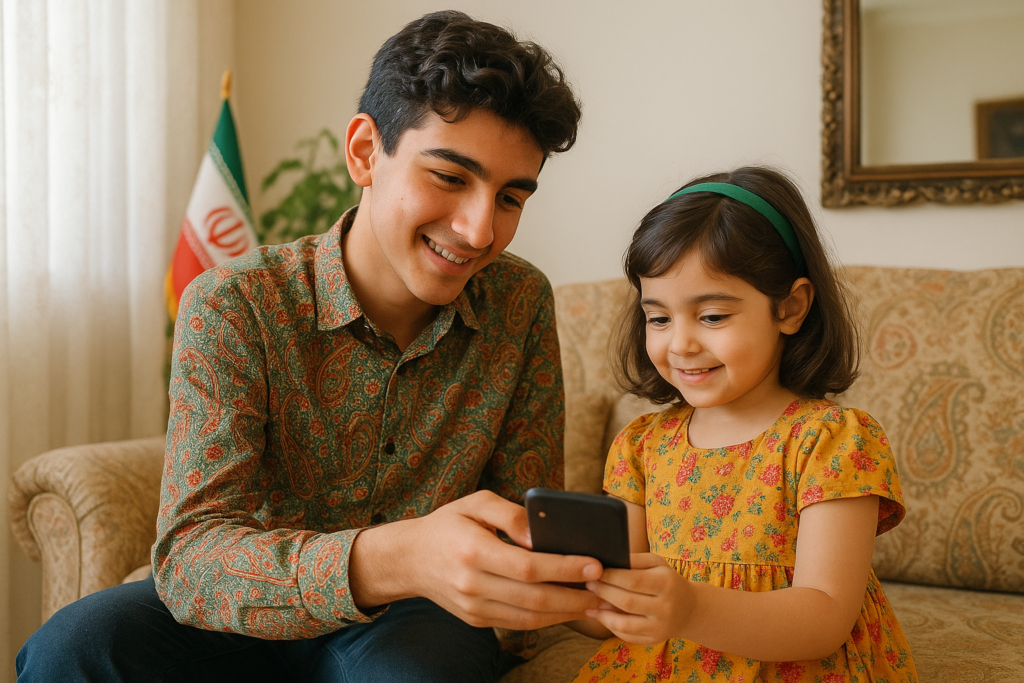 برادر بزرگ تر در حال قفل کردن برنامه های گوشی برای خواهر کوچک تر خود است | ایمینو قفل برنامه گوشی برای کودک